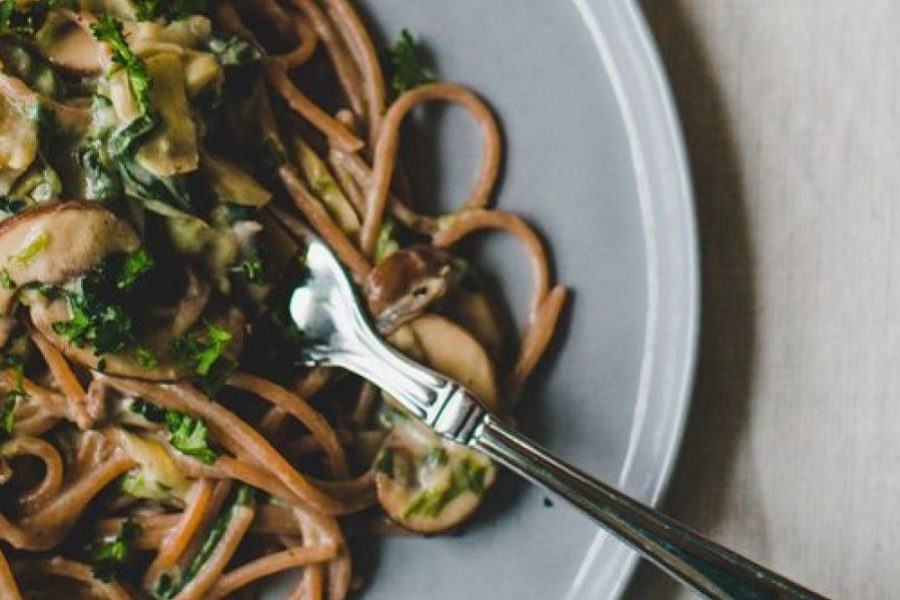 Pasta met artisjok en spinazie